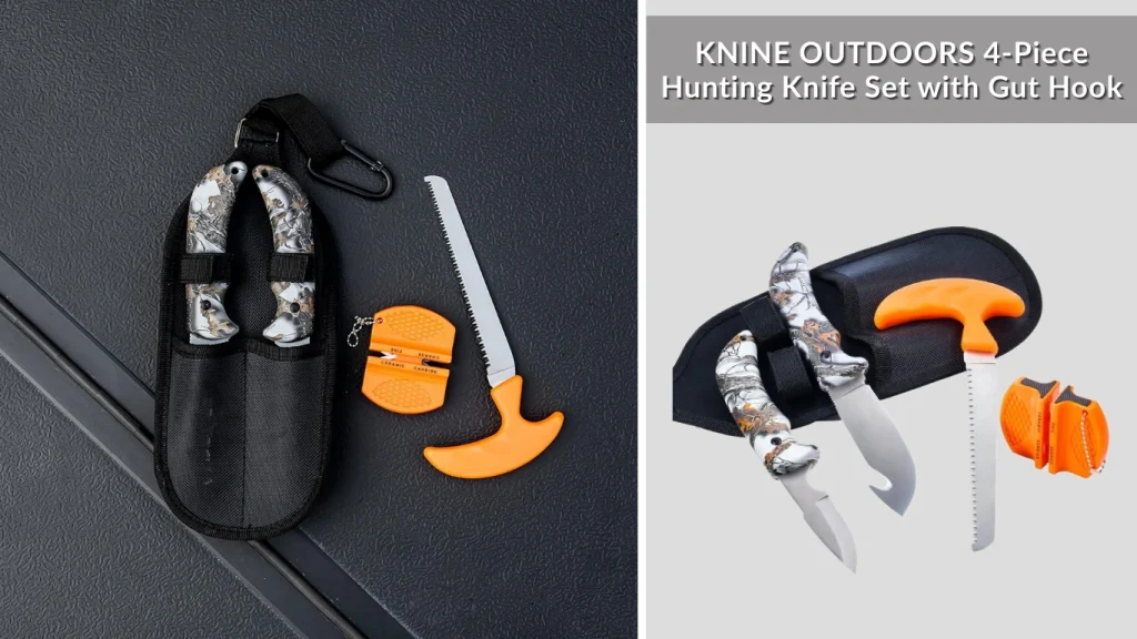 KNINE OUTDOORS 4-Piece Hunting Knife Set with Gut Hook