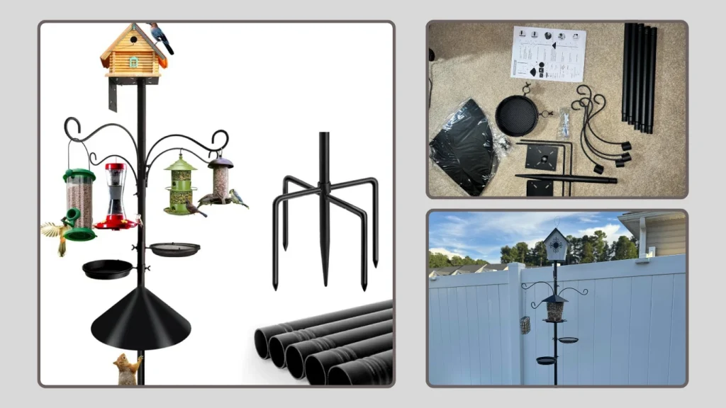 Bird Feeder Pole - 92″ Heavy Duty Adjustable Outdoor Stand