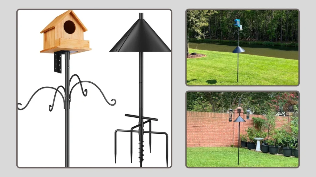 Bird Feeders Pole, 92″ Adjustable Heavy Duty Station with Baffle