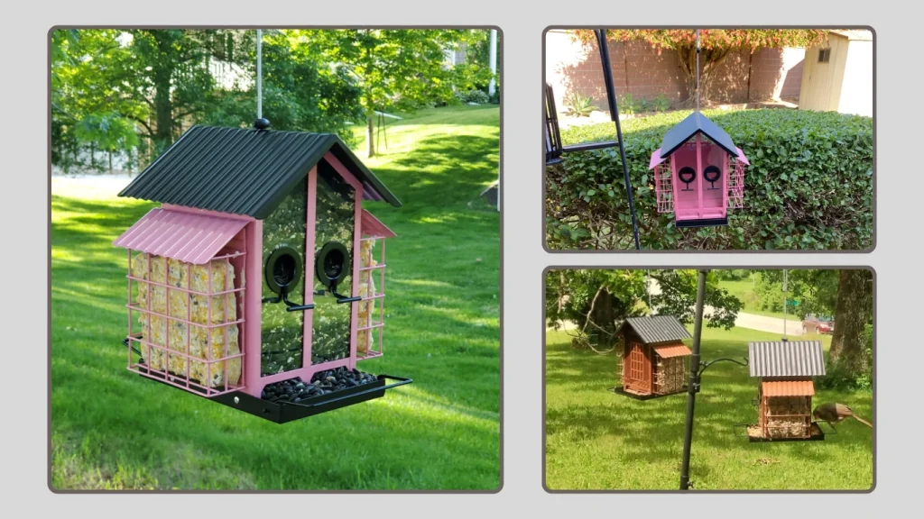 FlowaFoli Weatherproof Bird Feeder for Finches, Cardinals & Chickadees (Brown)