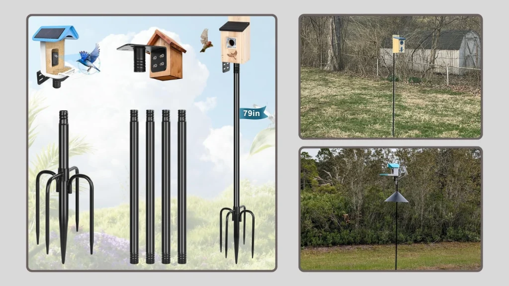 Gtongoko Smart Bird Feeder Pole 79-inch Adjustable Stand