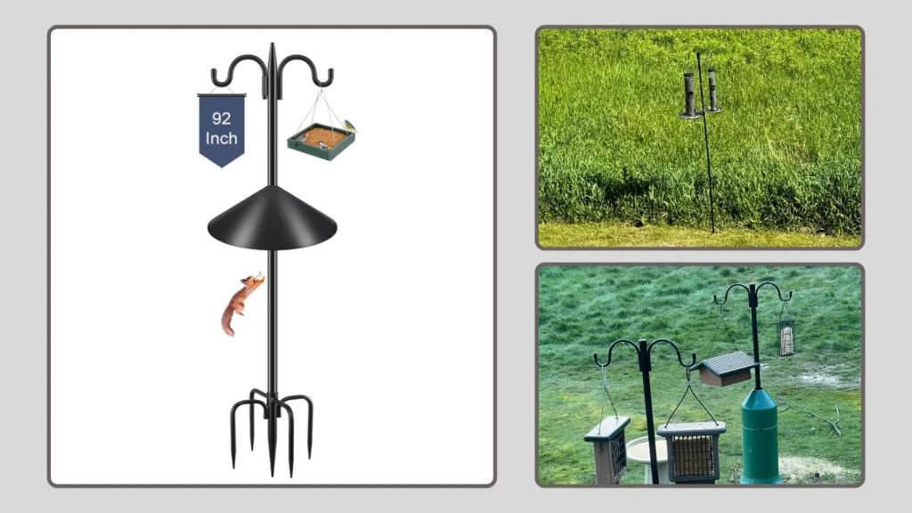 Gtongoko Squirrel-Proof Double Shepherds Hook Feeder Pole