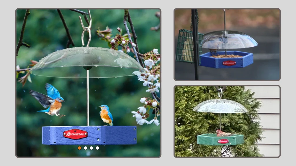 Kingsyard Large Platform Bird Feeder with Weather Cover