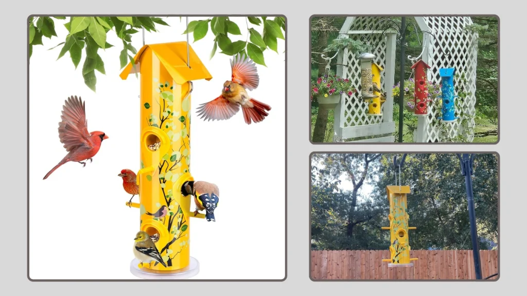 Kingsyard Metal Tube Bird Feeder for Outdoors Hanging