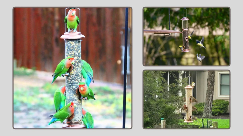 iBorn Metal Tube Bird Feeder with Brushed Copper Finish