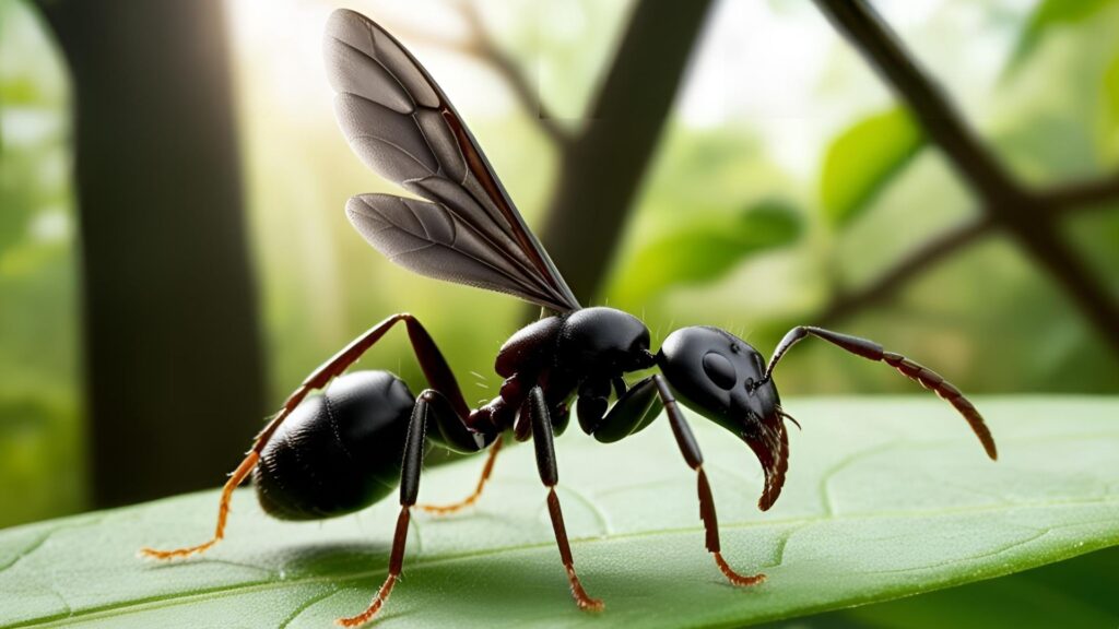 Black Carpenter Ant with Wings