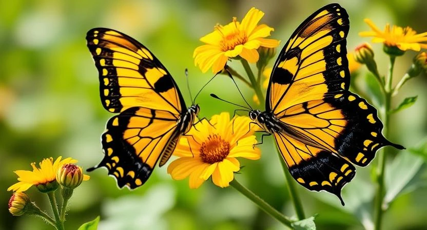 Large and Big Yellow & Black Butterflies
