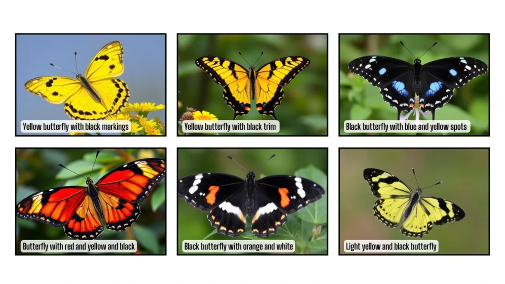 Mixed Color Markings on Yellow and Black Butterflies