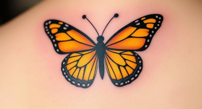 yellow and black butterfly tattoo