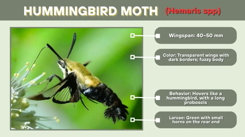 Hummingbird Moth (Hemaris spp.)