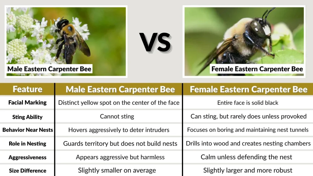 Male vs Female Eastern Carpenter Bees