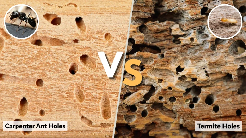 Carpenter Ant Holes vs Termite Holes