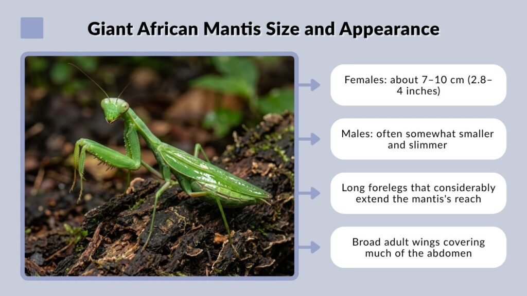 Giant African Mantis Size and Appearance