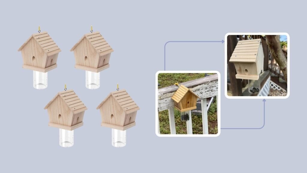 GRTRE 4-Pack Wood Carpenter Bee Traps