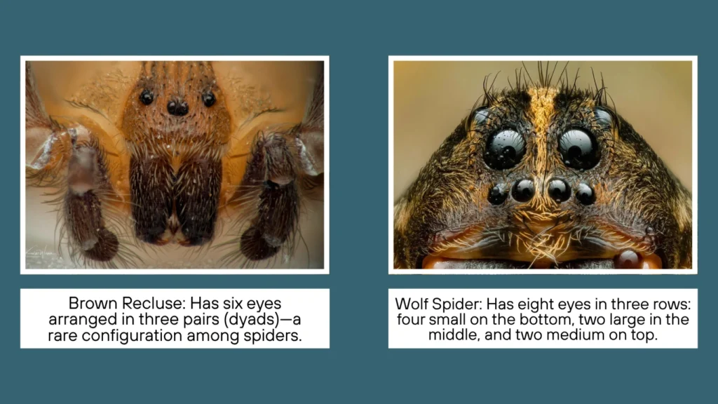 Brown Recluse Spider vs Wolf Spider Appearance and Eye Differences