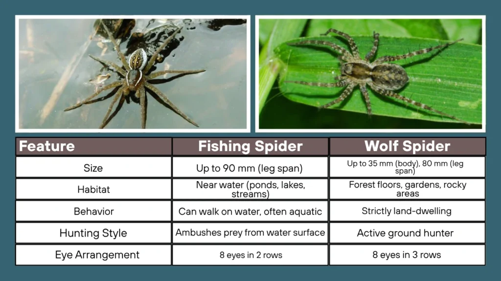 Fishing Spider vs Wolf Spider