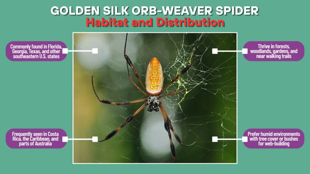 Golden Silk Orb-Weaver Spider Habitat and Distribution