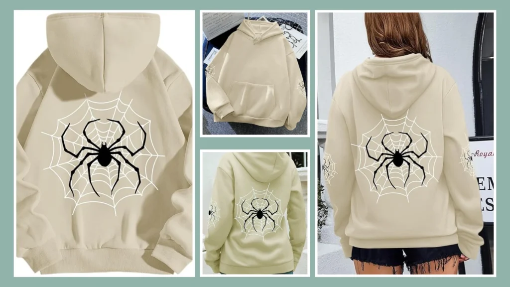 Spider Graphic Streetwear Hoodie for Women