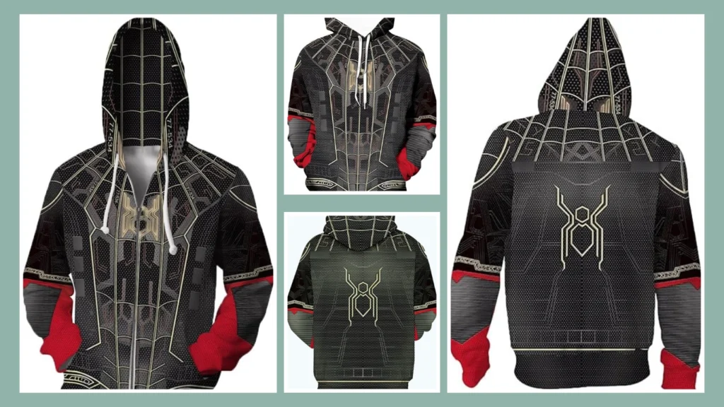 Wsysnl Spider Superhero Zipper Sweatshirt
