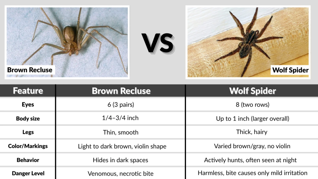 Brown Recluse vs Wolf Spider in Florida