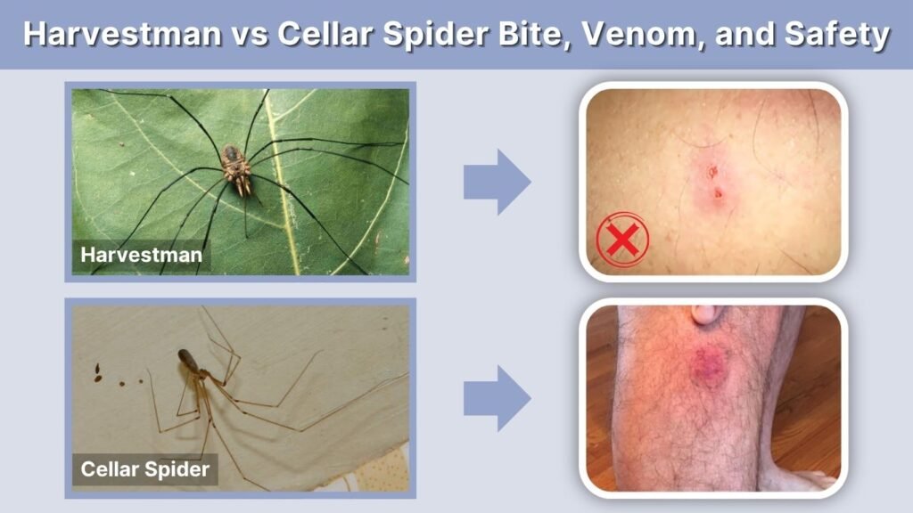 Harvestman vs Cellar Spider Bite, Venom, and Safety